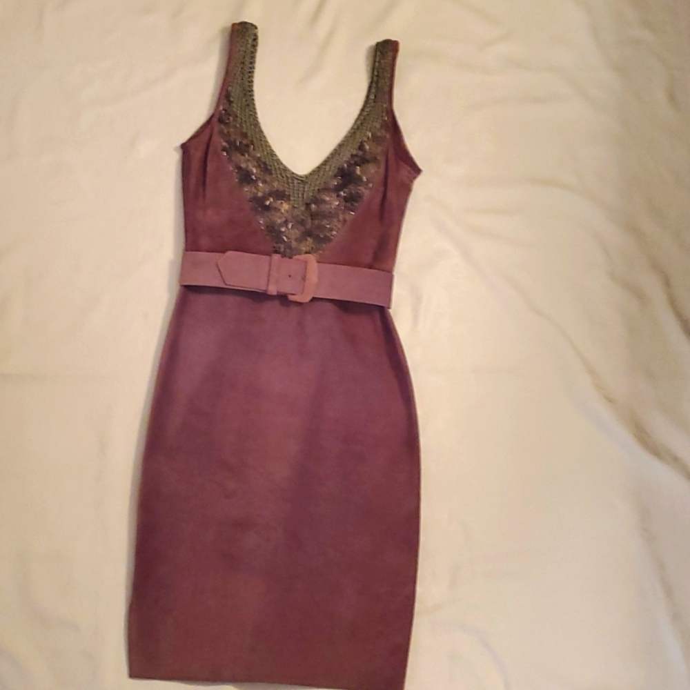 Suede and knit dress